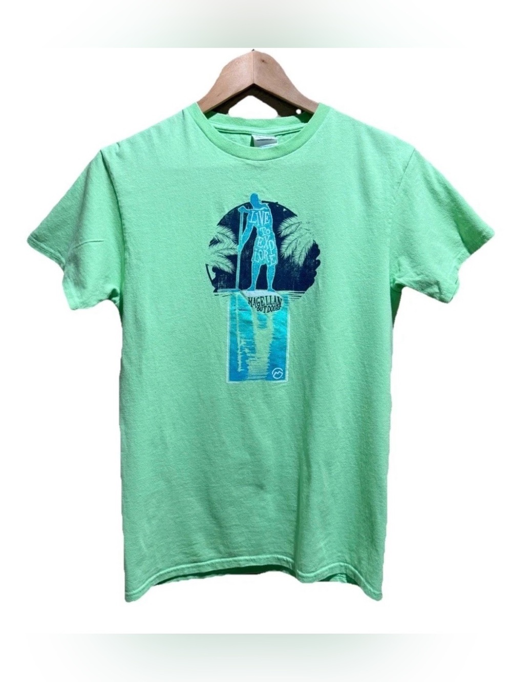Lime Green Magellan Outdoors Live To Explore Paddle Boarding T Shirt Sz S